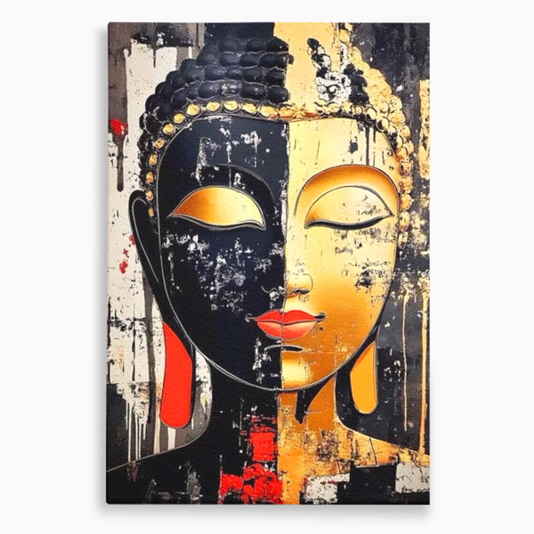 Tablou Canvas Premium LuxCanva® I149, Dualitate Sacra, Zen, Echilibru, Meditatie, Spiritualitate, Contemplare, Armonie, Reflexie, Buze Rosii, Eleganta, Living, Dormitor