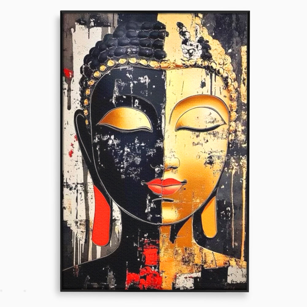 Tablou Canvas Premium LuxCanva® I149, Dualitate Sacra, Zen, Echilibru, Meditatie, Spiritualitate, Contemplare, Armonie, Reflexie, Buze Rosii, Eleganta, Living, Dormitor
