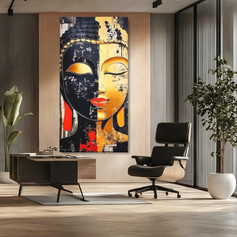 Tablou Canvas Premium LuxCanva® I149, Dualitate Sacra, Zen, Echilibru, Meditatie, Spiritualitate, Contemplare, Armonie, Reflexie, Buze Rosii, Eleganta, Living, Dormitor