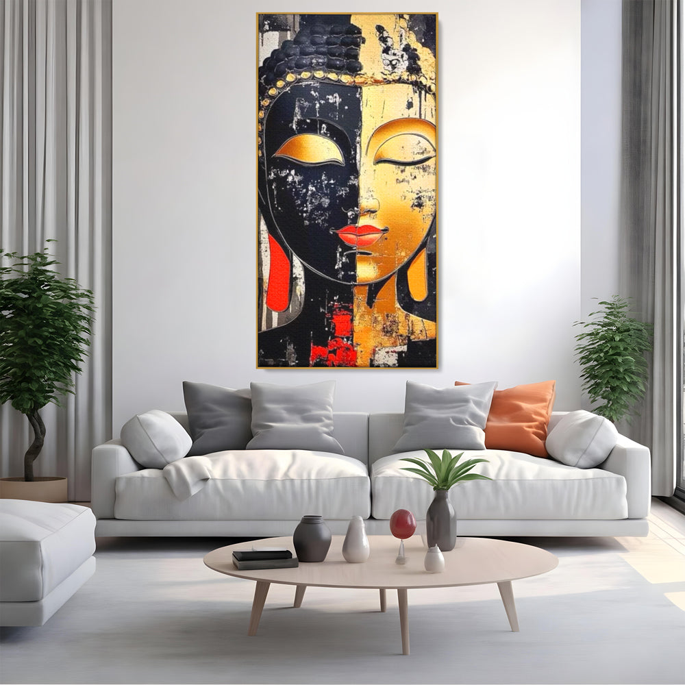 Tablou Canvas Premium LuxCanva® I149, Dualitate Sacra, Zen, Echilibru, Meditatie, Spiritualitate, Contemplare, Armonie, Reflexie, Buze Rosii, Eleganta, Living, Dormitor