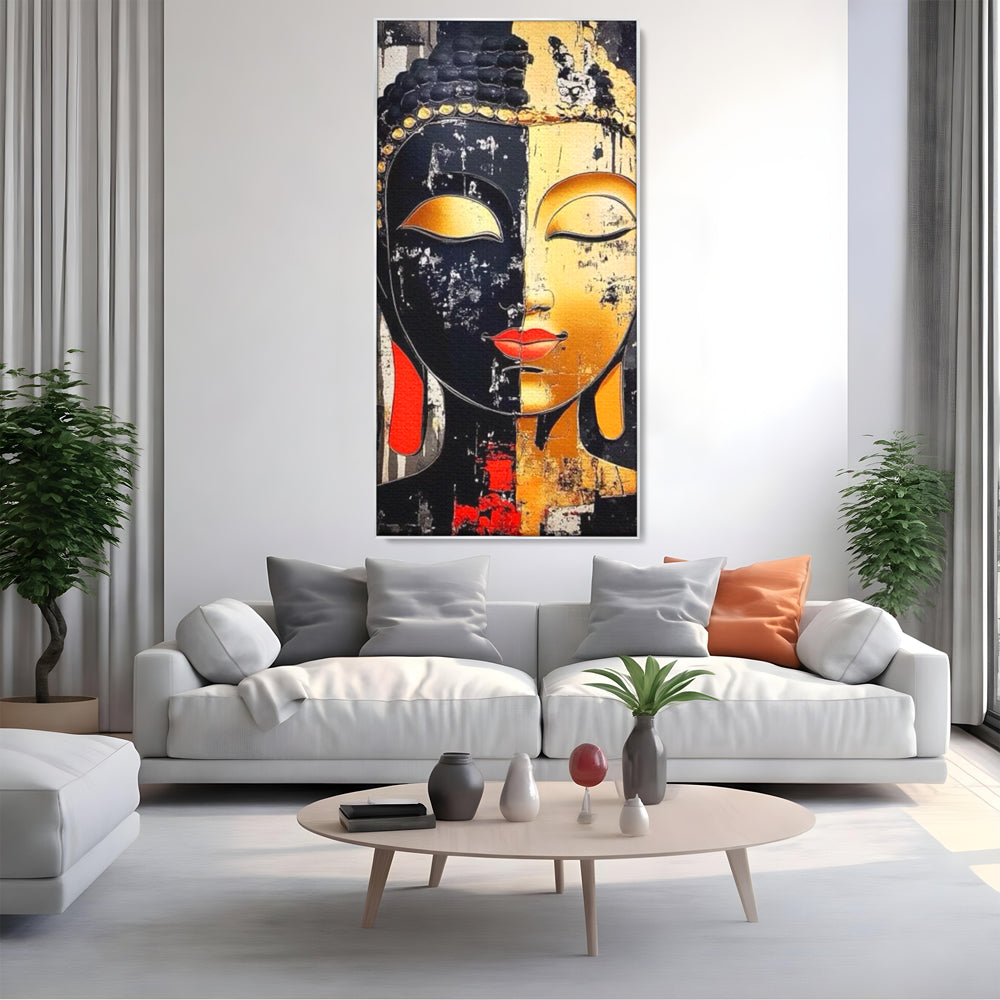 Tablou Canvas Premium LuxCanva® I149, Dualitate Sacra, Zen, Echilibru, Meditatie, Spiritualitate, Contemplare, Armonie, Reflexie, Buze Rosii, Eleganta, Living, Dormitor