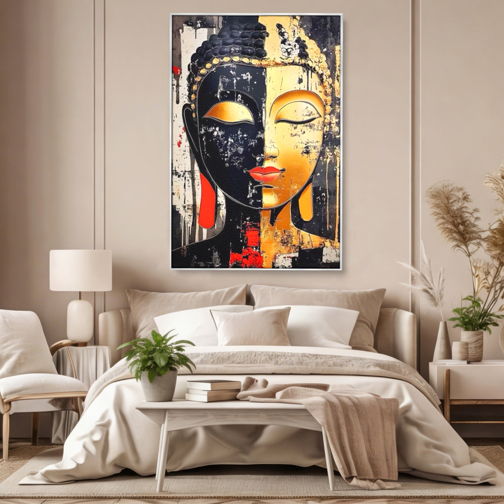 Tablou Canvas Premium LuxCanva® I149, Dualitate Sacra, Zen, Echilibru, Meditatie, Spiritualitate, Contemplare, Armonie, Reflexie, Buze Rosii, Eleganta, Living, Dormitor