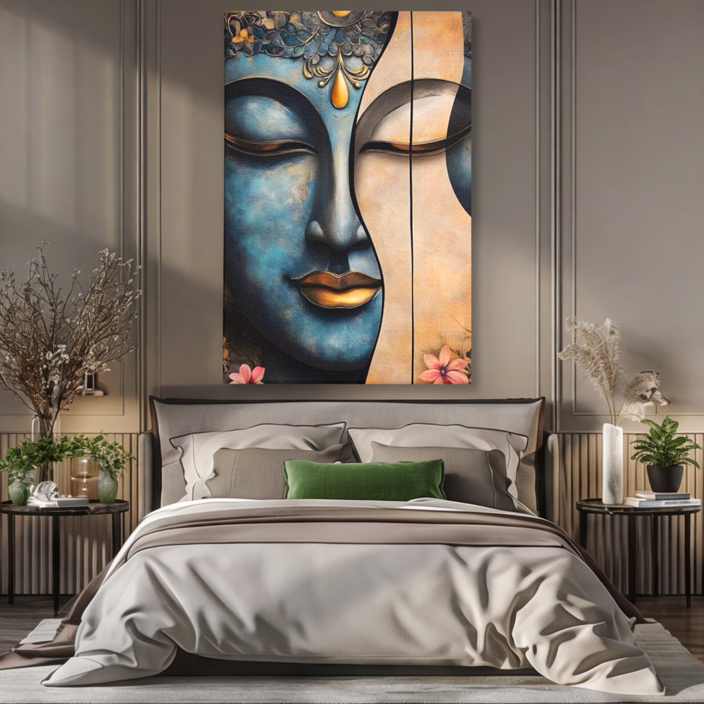 Leinwand Wandkunst Leinwand Wandkunst Premium LuxCanva® I150, Doppelte Essenz, Zen, Harmonie, Eleganz, Meditation, Balance, Spiritualität, Tiefe, weibliche Kraft, Wohnen, Schlafzimmer