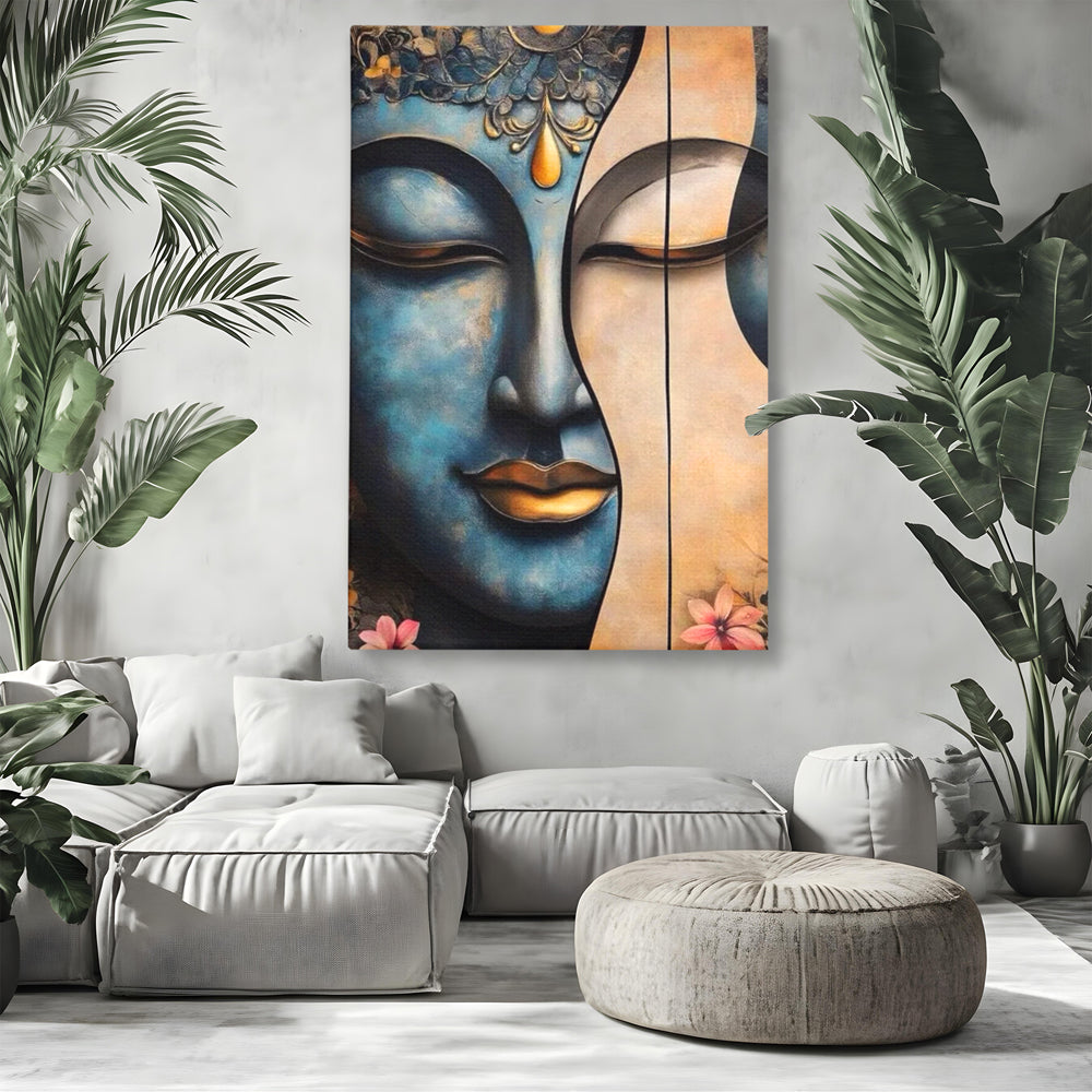Leinwand Wandkunst Leinwand Wandkunst Premium LuxCanva® I150, Doppelte Essenz, Zen, Harmonie, Eleganz, Meditation, Balance, Spiritualität, Tiefe, weibliche Kraft, Wohnen, Schlafzimmer