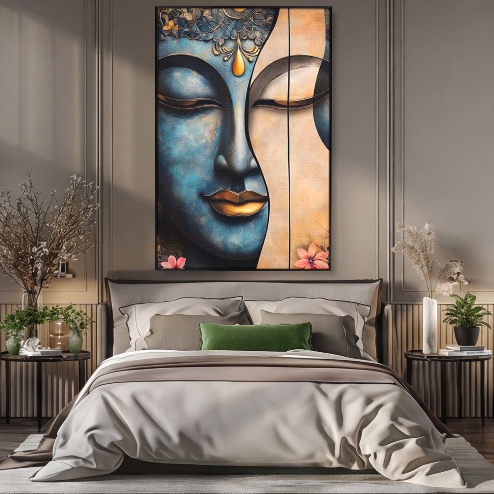 Leinwand Wandkunst Leinwand Wandkunst Premium LuxCanva® I150, Doppelte Essenz, Zen, Harmonie, Eleganz, Meditation, Balance, Spiritualität, Tiefe, weibliche Kraft, Wohnen, Schlafzimmer