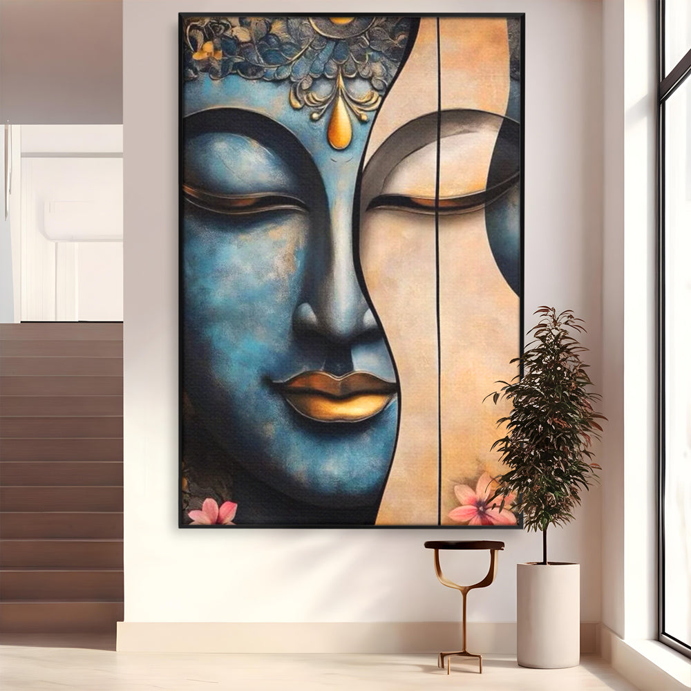 Leinwand Wandkunst Leinwand Wandkunst Premium LuxCanva® I150, Doppelte Essenz, Zen, Harmonie, Eleganz, Meditation, Balance, Spiritualität, Tiefe, weibliche Kraft, Wohnen, Schlafzimmer
