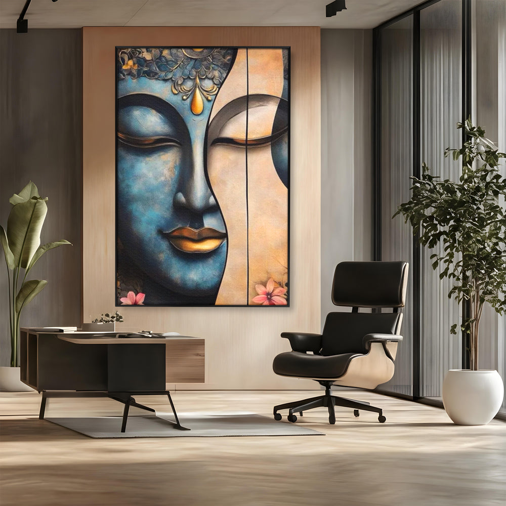 Leinwand Wandkunst Leinwand Wandkunst Premium LuxCanva® I150, Doppelte Essenz, Zen, Harmonie, Eleganz, Meditation, Balance, Spiritualität, Tiefe, weibliche Kraft, Wohnen, Schlafzimmer