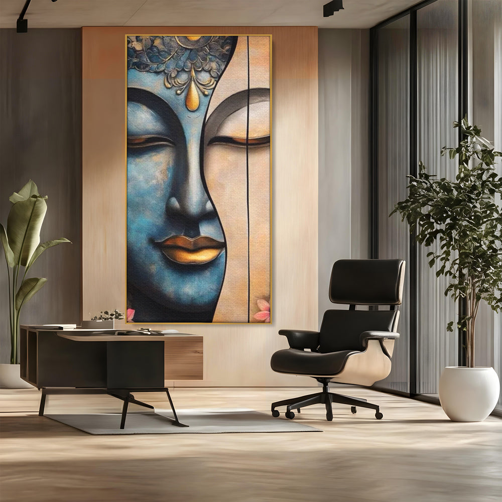 Leinwand Wandkunst Leinwand Wandkunst Premium LuxCanva® I150, Doppelte Essenz, Zen, Harmonie, Eleganz, Meditation, Balance, Spiritualität, Tiefe, weibliche Kraft, Wohnen, Schlafzimmer
