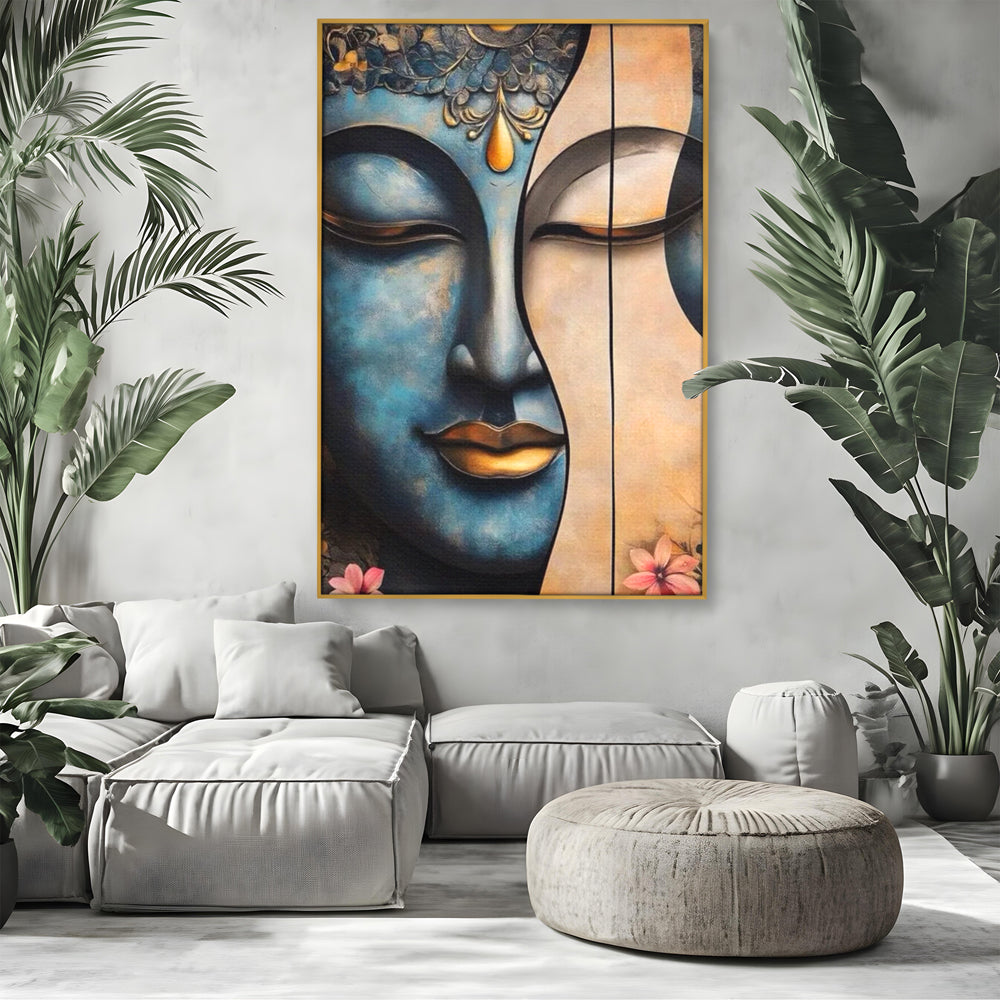 Leinwand Wandkunst Leinwand Wandkunst Premium LuxCanva® I150, Doppelte Essenz, Zen, Harmonie, Eleganz, Meditation, Balance, Spiritualität, Tiefe, weibliche Kraft, Wohnen, Schlafzimmer