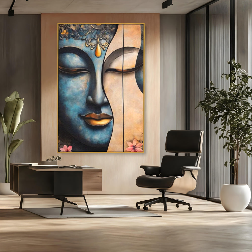 Leinwand Wandkunst Leinwand Wandkunst Premium LuxCanva® I150, Doppelte Essenz, Zen, Harmonie, Eleganz, Meditation, Balance, Spiritualität, Tiefe, weibliche Kraft, Wohnen, Schlafzimmer