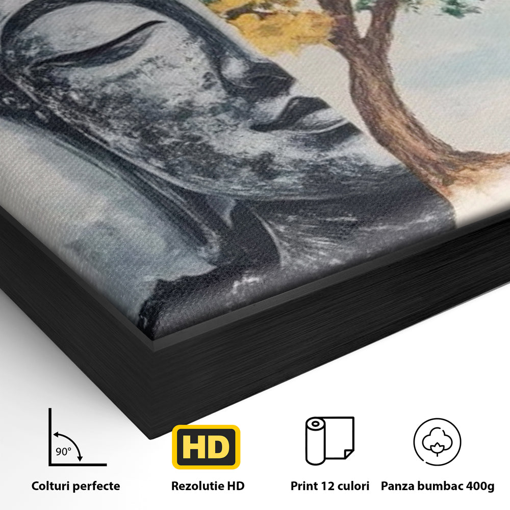 Leinwandbilder Premium LuxCanva® I151, Geist und Natur, Buddha, Zen, Harmonie, Gleichgewicht, Baum, Wolken, Spiritualität, Energie, Ruhe, innerer Frieden, Wohnen, Schlafzimmer