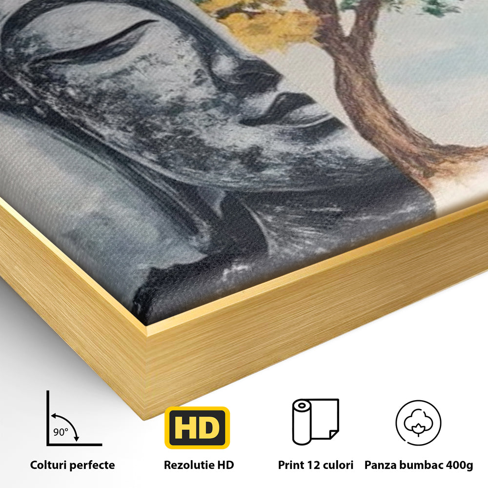 Leinwandbilder Premium LuxCanva® I151, Geist und Natur, Buddha, Zen, Harmonie, Gleichgewicht, Baum, Wolken, Spiritualität, Energie, Ruhe, innerer Frieden, Wohnen, Schlafzimmer