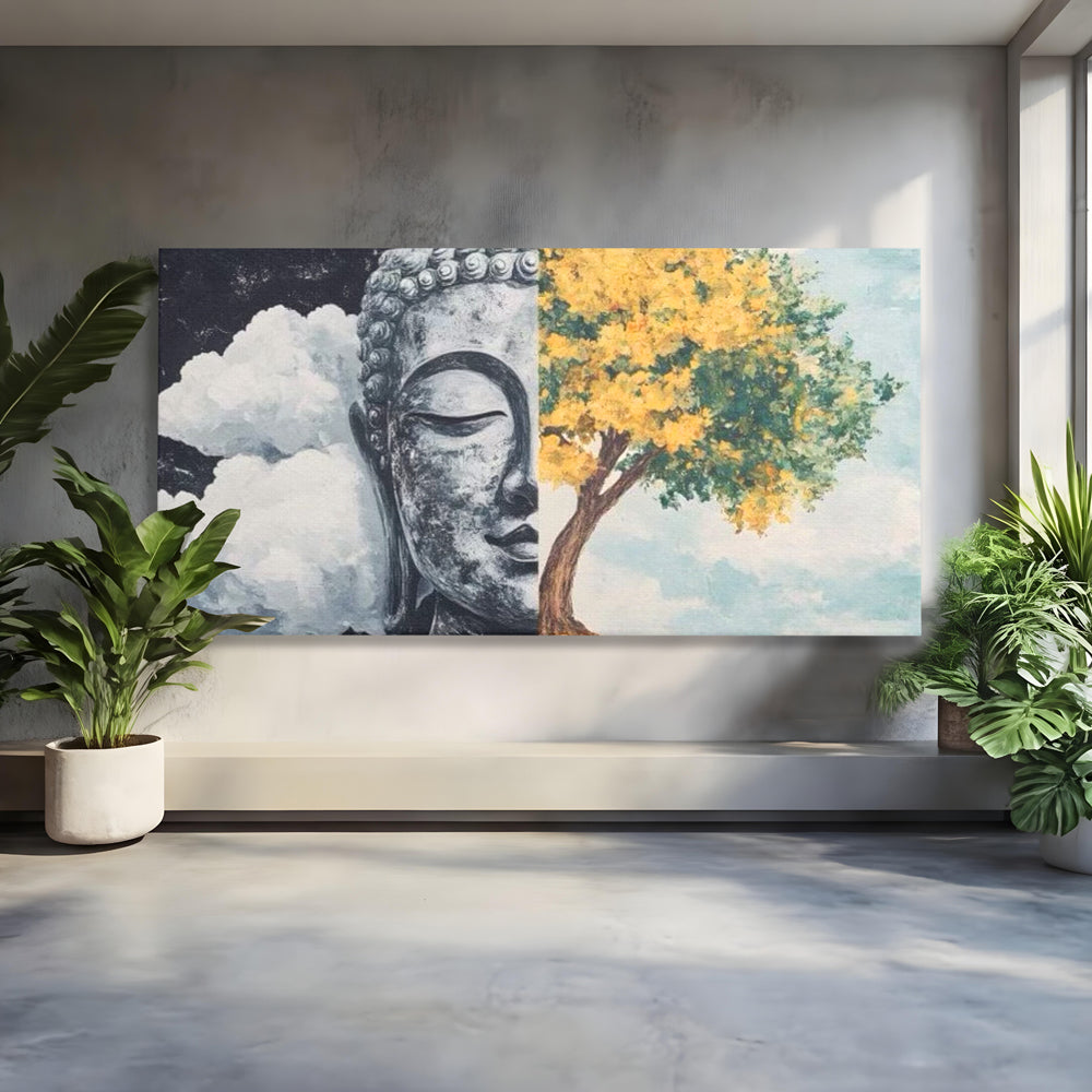 Leinwandbilder Premium LuxCanva® I151, Geist und Natur, Buddha, Zen, Harmonie, Gleichgewicht, Baum, Wolken, Spiritualität, Energie, Ruhe, innerer Frieden, Wohnen, Schlafzimmer