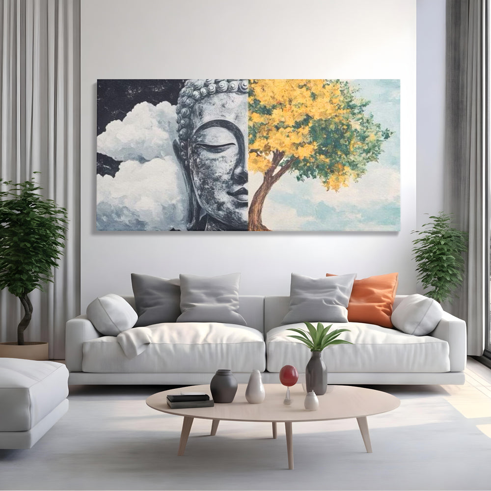Leinwandbilder Premium LuxCanva® I151, Geist und Natur, Buddha, Zen, Harmonie, Gleichgewicht, Baum, Wolken, Spiritualität, Energie, Ruhe, innerer Frieden, Wohnen, Schlafzimmer