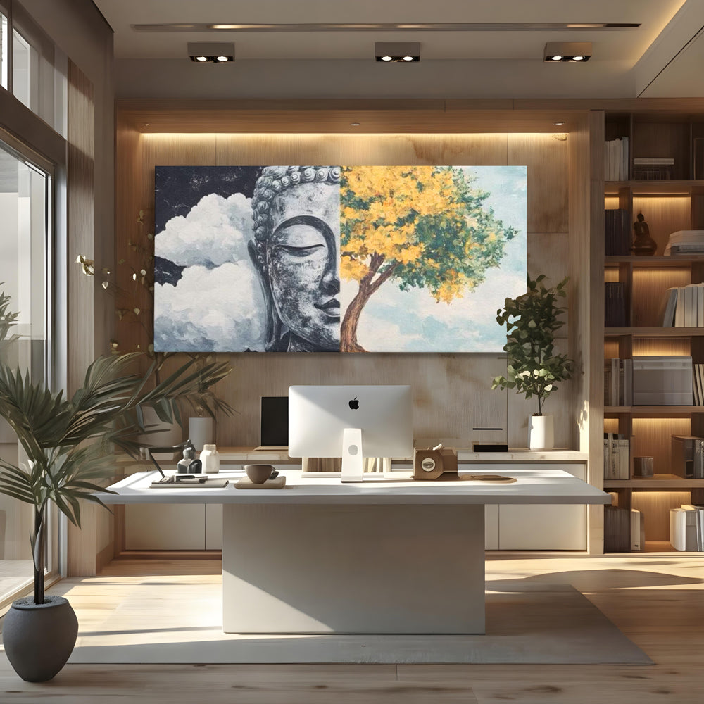 Leinwandbilder Premium LuxCanva® I151, Geist und Natur, Buddha, Zen, Harmonie, Gleichgewicht, Baum, Wolken, Spiritualität, Energie, Ruhe, innerer Frieden, Wohnen, Schlafzimmer