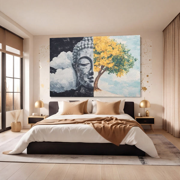 Leinwandbilder Premium LuxCanva® I151, Geist und Natur, Buddha, Zen, Harmonie, Gleichgewicht, Baum, Wolken, Spiritualität, Energie, Ruhe, innerer Frieden, Wohnen, Schlafzimmer