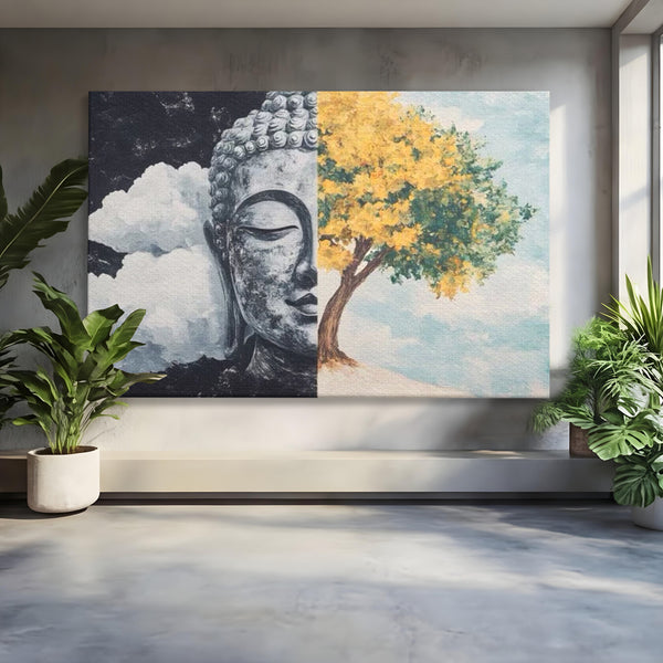 Leinwandbilder Premium LuxCanva® I151, Geist und Natur, Buddha, Zen, Harmonie, Gleichgewicht, Baum, Wolken, Spiritualität, Energie, Ruhe, innerer Frieden, Wohnen, Schlafzimmer