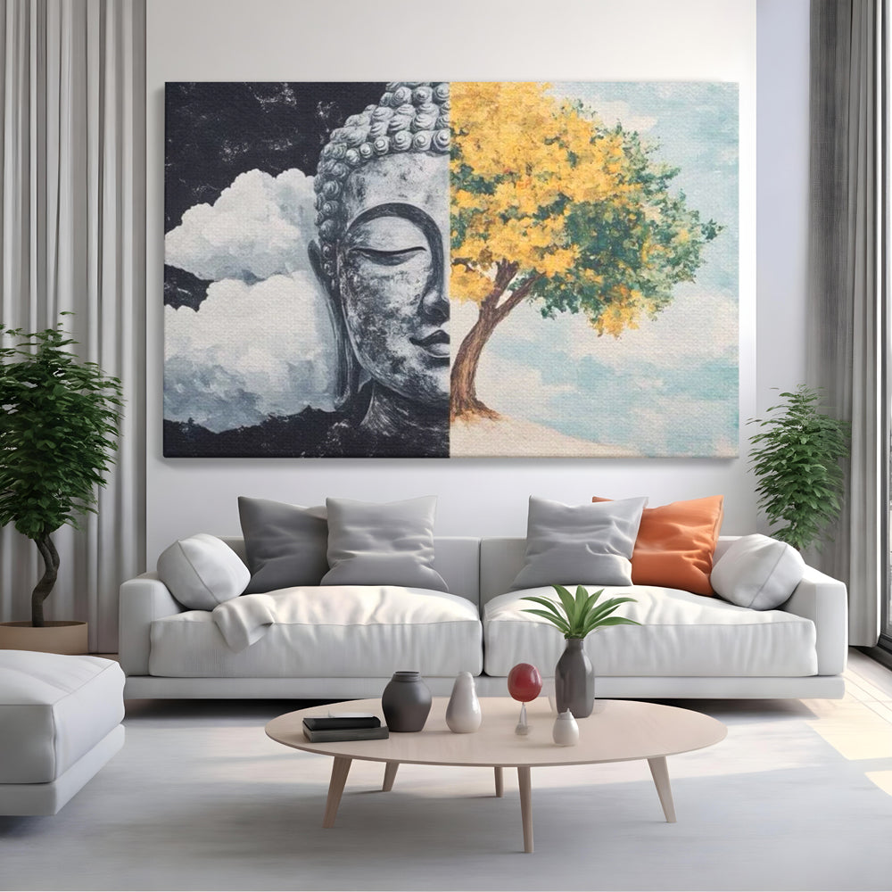 Leinwandbilder Premium LuxCanva® I151, Geist und Natur, Buddha, Zen, Harmonie, Gleichgewicht, Baum, Wolken, Spiritualität, Energie, Ruhe, innerer Frieden, Wohnen, Schlafzimmer