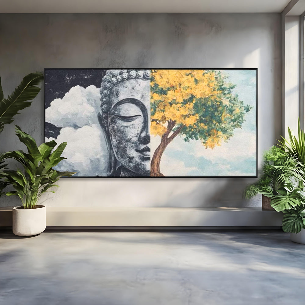 Leinwandbilder Premium LuxCanva® I151, Geist und Natur, Buddha, Zen, Harmonie, Gleichgewicht, Baum, Wolken, Spiritualität, Energie, Ruhe, innerer Frieden, Wohnen, Schlafzimmer