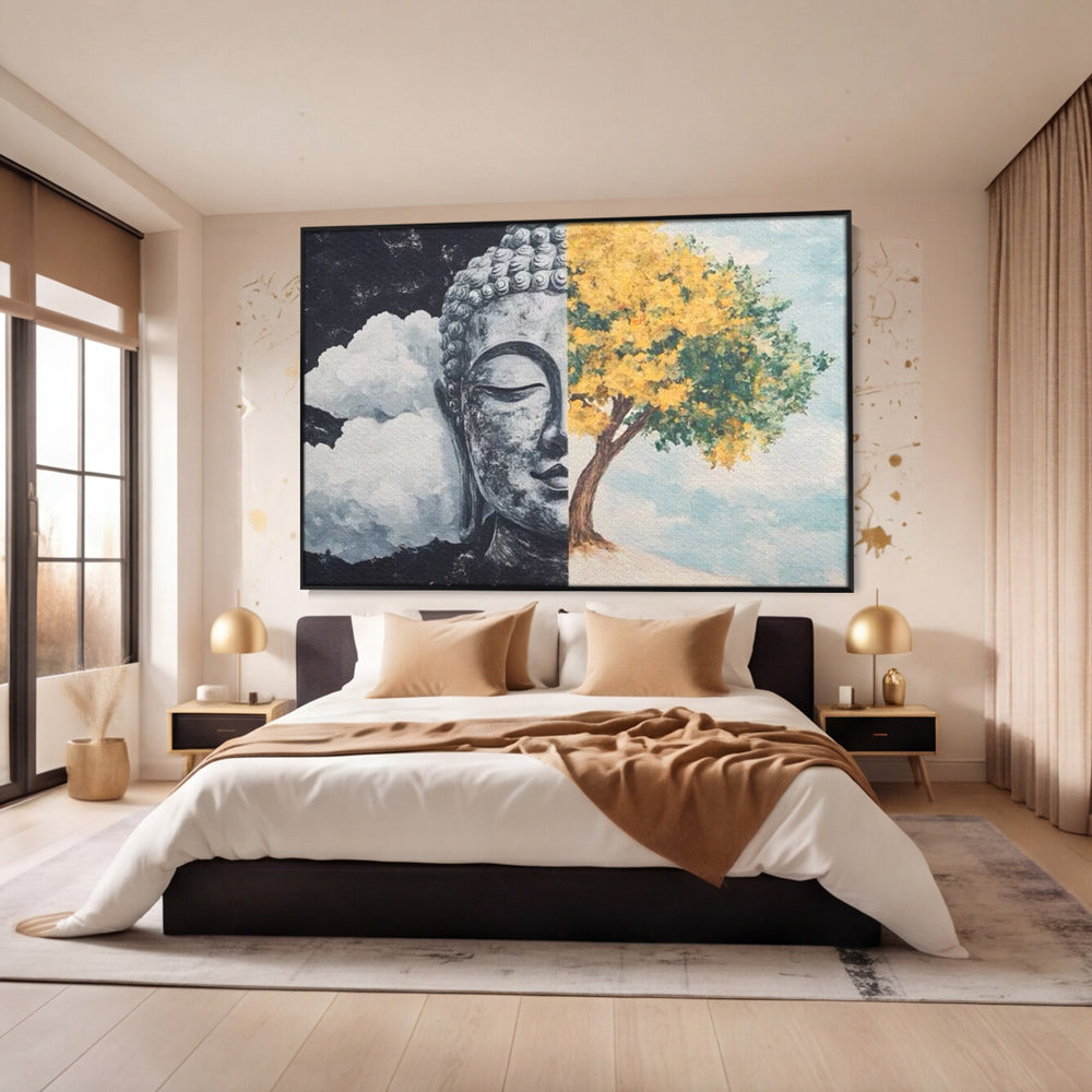 Leinwandbilder Premium LuxCanva® I151, Geist und Natur, Buddha, Zen, Harmonie, Gleichgewicht, Baum, Wolken, Spiritualität, Energie, Ruhe, innerer Frieden, Wohnen, Schlafzimmer