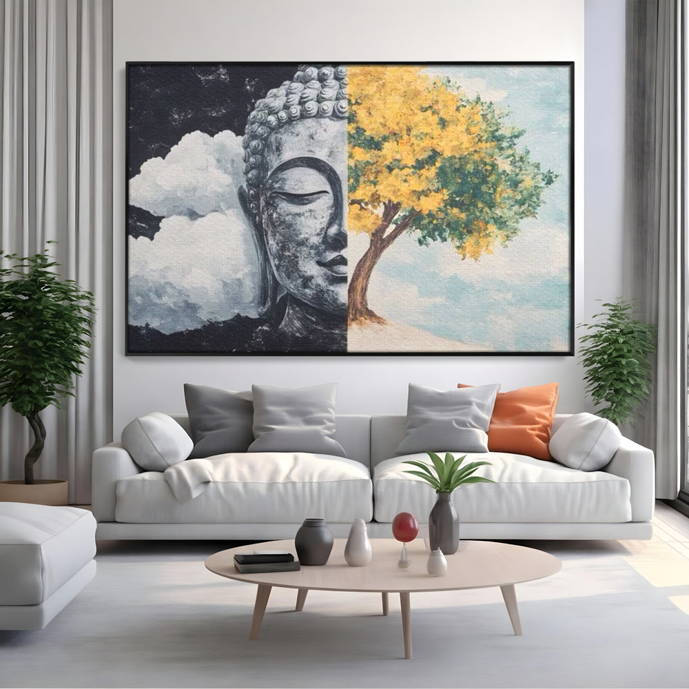 Leinwandbilder Premium LuxCanva® I151, Geist und Natur, Buddha, Zen, Harmonie, Gleichgewicht, Baum, Wolken, Spiritualität, Energie, Ruhe, innerer Frieden, Wohnen, Schlafzimmer