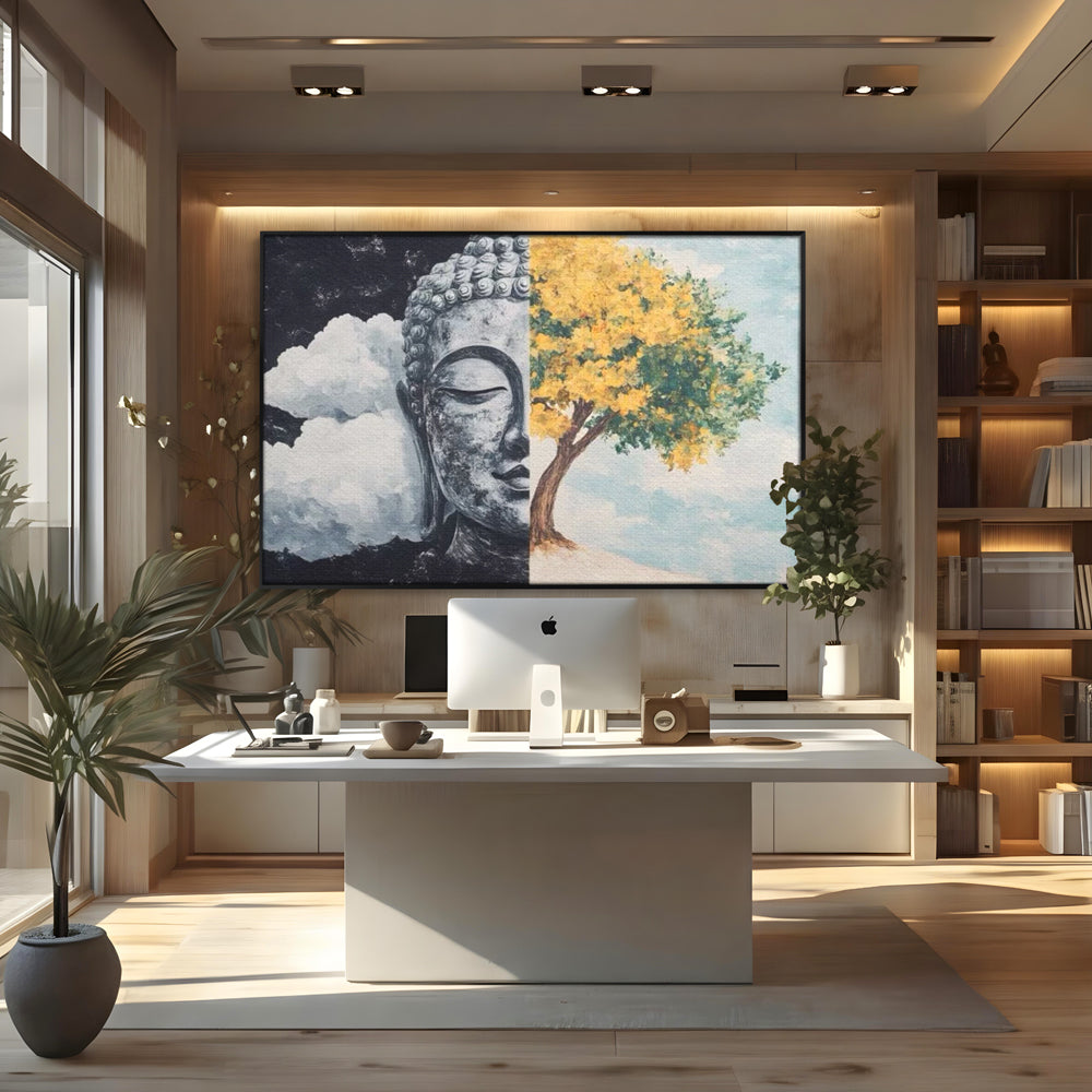 Leinwandbilder Premium LuxCanva® I151, Geist und Natur, Buddha, Zen, Harmonie, Gleichgewicht, Baum, Wolken, Spiritualität, Energie, Ruhe, innerer Frieden, Wohnen, Schlafzimmer