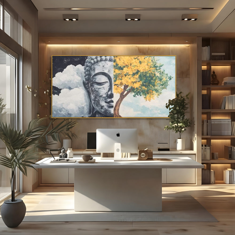 Leinwandbilder Premium LuxCanva® I151, Geist und Natur, Buddha, Zen, Harmonie, Gleichgewicht, Baum, Wolken, Spiritualität, Energie, Ruhe, innerer Frieden, Wohnen, Schlafzimmer