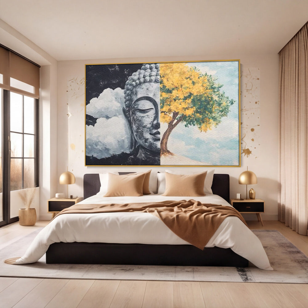 Leinwandbilder Premium LuxCanva® I151, Geist und Natur, Buddha, Zen, Harmonie, Gleichgewicht, Baum, Wolken, Spiritualität, Energie, Ruhe, innerer Frieden, Wohnen, Schlafzimmer