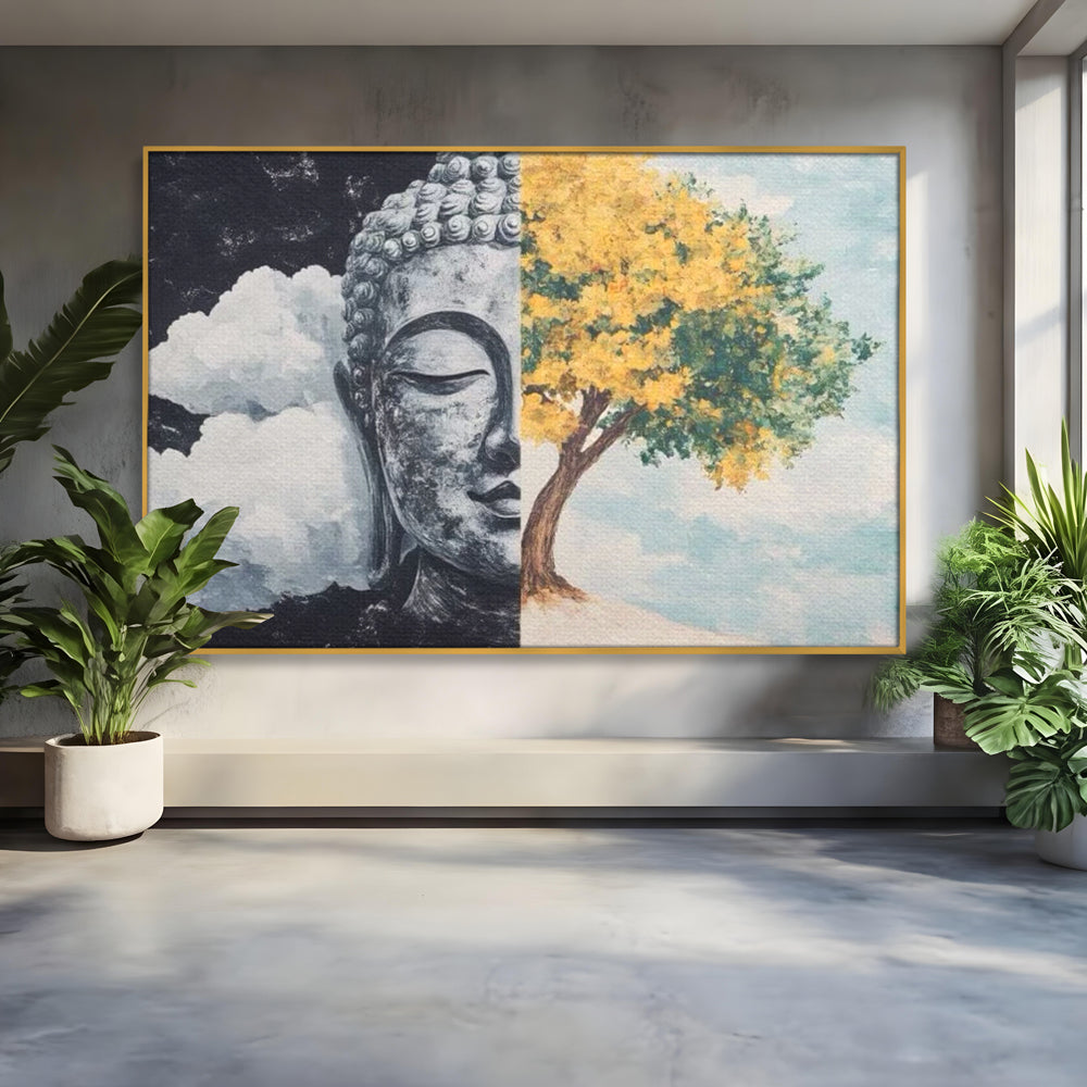Leinwandbilder Premium LuxCanva® I151, Geist und Natur, Buddha, Zen, Harmonie, Gleichgewicht, Baum, Wolken, Spiritualität, Energie, Ruhe, innerer Frieden, Wohnen, Schlafzimmer
