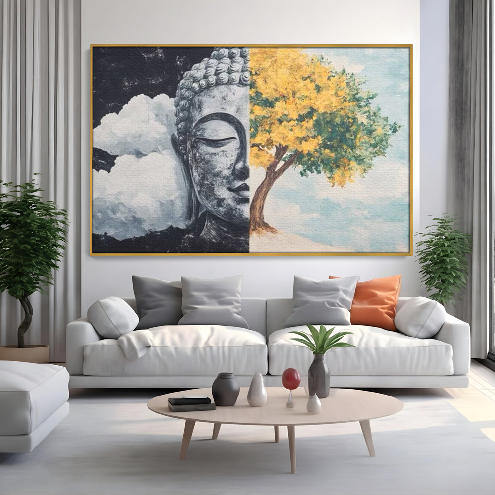 Leinwandbilder Premium LuxCanva® I151, Geist und Natur, Buddha, Zen, Harmonie, Gleichgewicht, Baum, Wolken, Spiritualität, Energie, Ruhe, innerer Frieden, Wohnen, Schlafzimmer