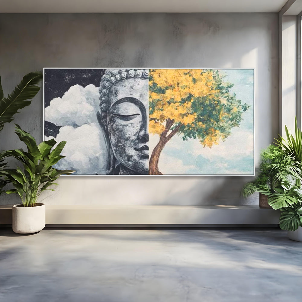Leinwandbilder Premium LuxCanva® I151, Geist und Natur, Buddha, Zen, Harmonie, Gleichgewicht, Baum, Wolken, Spiritualität, Energie, Ruhe, innerer Frieden, Wohnen, Schlafzimmer