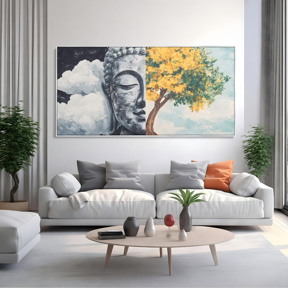 Leinwandbilder Premium LuxCanva® I151, Geist und Natur, Buddha, Zen, Harmonie, Gleichgewicht, Baum, Wolken, Spiritualität, Energie, Ruhe, innerer Frieden, Wohnen, Schlafzimmer