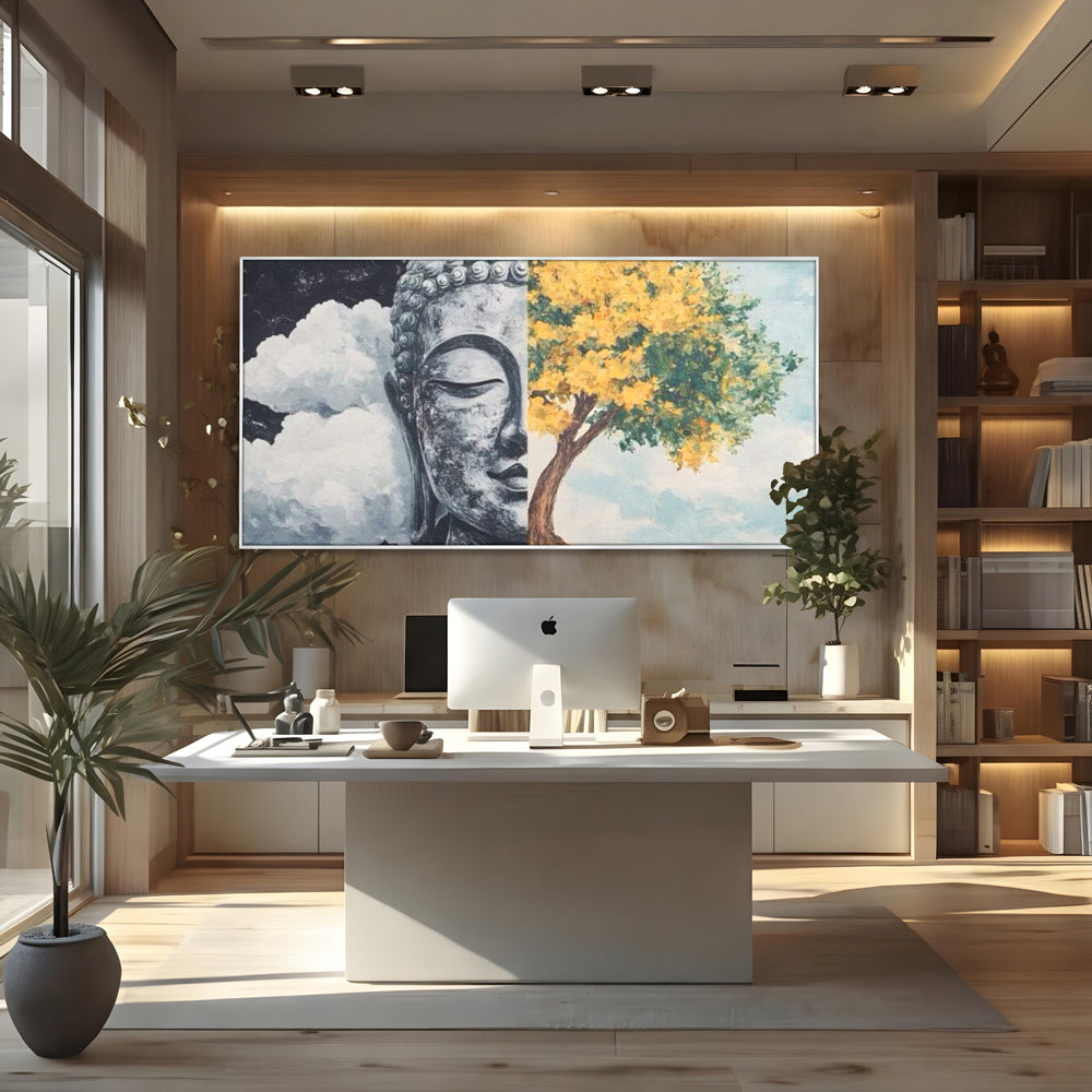 Leinwandbilder Premium LuxCanva® I151, Geist und Natur, Buddha, Zen, Harmonie, Gleichgewicht, Baum, Wolken, Spiritualität, Energie, Ruhe, innerer Frieden, Wohnen, Schlafzimmer