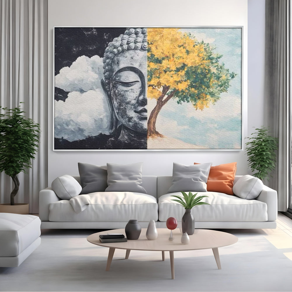 Leinwandbilder Premium LuxCanva® I151, Geist und Natur, Buddha, Zen, Harmonie, Gleichgewicht, Baum, Wolken, Spiritualität, Energie, Ruhe, innerer Frieden, Wohnen, Schlafzimmer