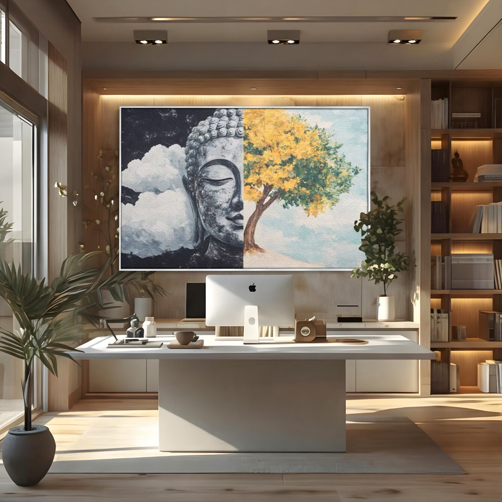 Leinwandbilder Premium LuxCanva® I151, Geist und Natur, Buddha, Zen, Harmonie, Gleichgewicht, Baum, Wolken, Spiritualität, Energie, Ruhe, innerer Frieden, Wohnen, Schlafzimmer