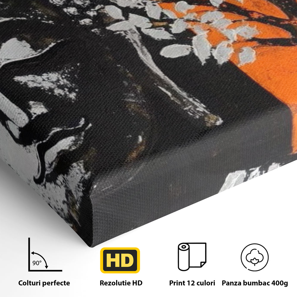 Leinwand Wandkunst Canvas Wandkunst Premium LuxCanva® I153, Lebensbaum, Buddha, Zen, Harmonie, Spiritualität, Energie, Balance, Meditation, Baum, Lebensbaum, Baumbeleuchtung, Orange Wohnen, Schlafzimmer