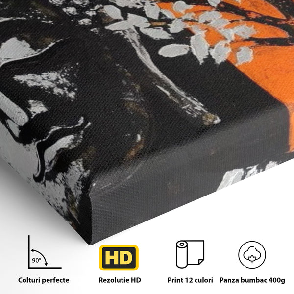 Leinwand Wandkunst Canvas Wandkunst Premium LuxCanva® I153, Lebensbaum, Buddha, Zen, Harmonie, Spiritualität, Energie, Balance, Meditation, Baum, Lebensbaum, Baumbeleuchtung, Orange Wohnen, Schlafzimmer