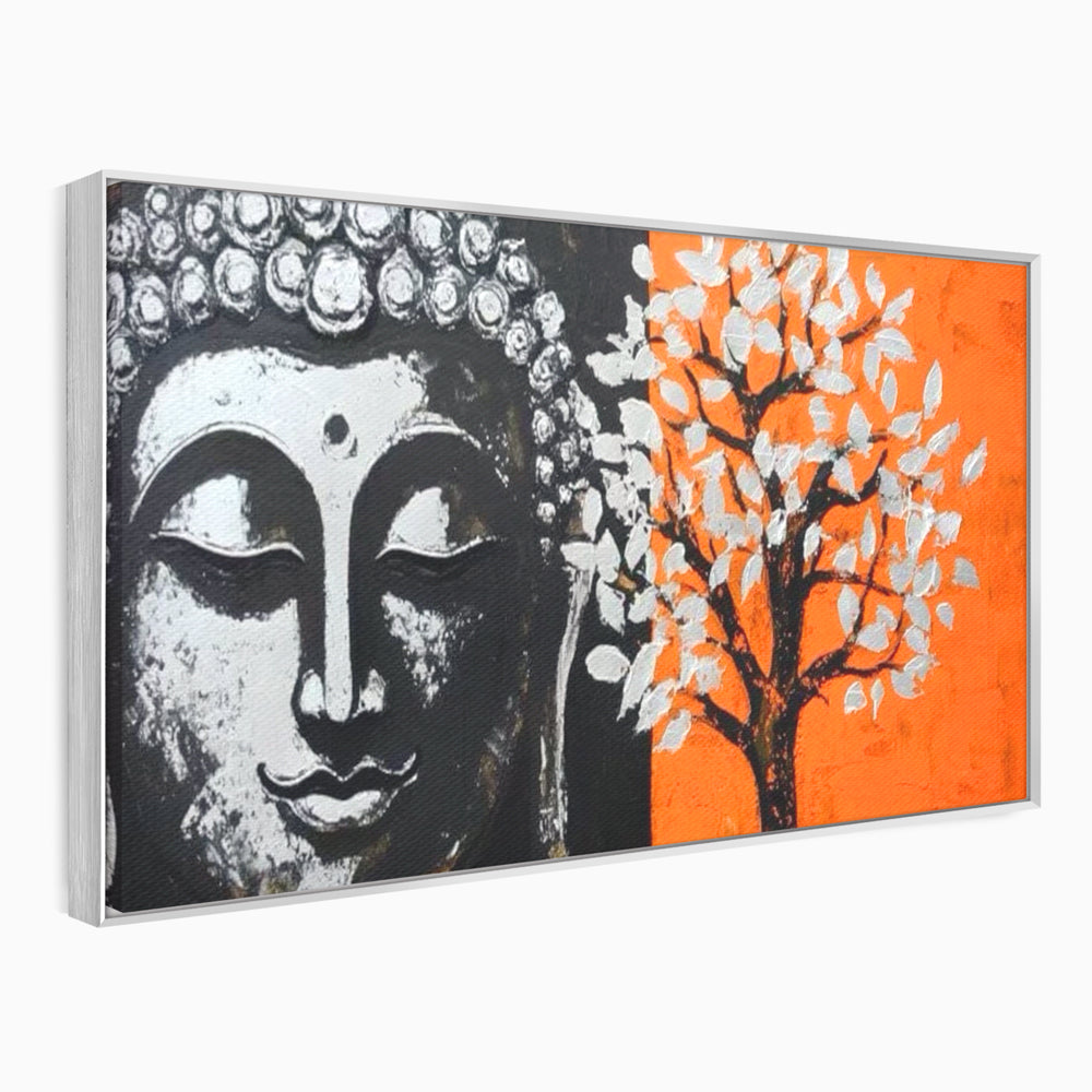 Leinwand Wandkunst Canvas Wandkunst Premium LuxCanva® I153, Lebensbaum, Buddha, Zen, Harmonie, Spiritualität, Energie, Balance, Meditation, Baum, Lebensbaum, Baumbeleuchtung, Orange Wohnen, Schlafzimmer