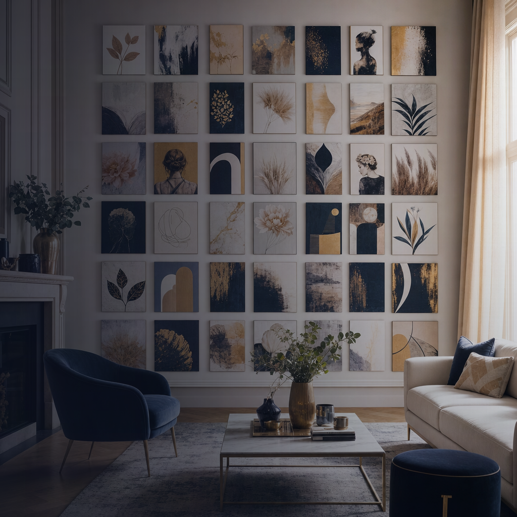 Power Filter — perete cu multe tablouri canvas in stiluri diferite