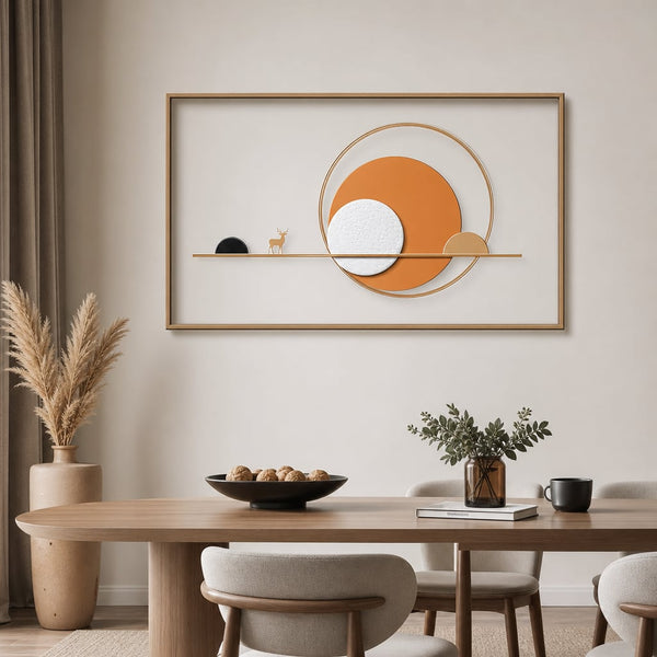 Metall Wanddekoration LuxCanva® Sonnenuntergang Horizont A2274, aus Metall, Horizontal, Orange, Weiß, Gold, Großformat 150 x 80 cm