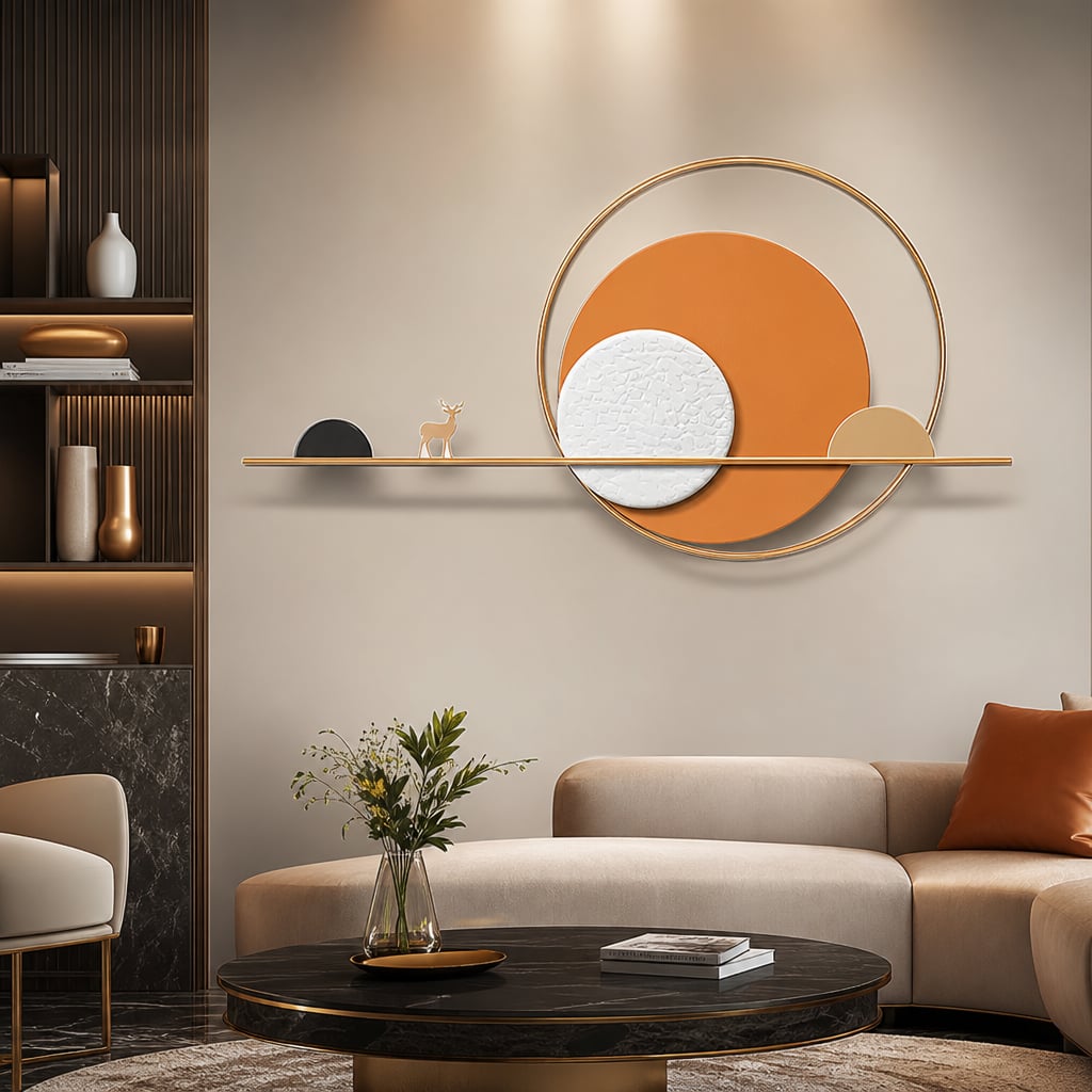 Metall Wanddekoration LuxCanva® Sonnenuntergang Horizont A2274, aus Metall, Horizontal, Orange, Weiß, Gold, Großformat 150 x 80 cm
