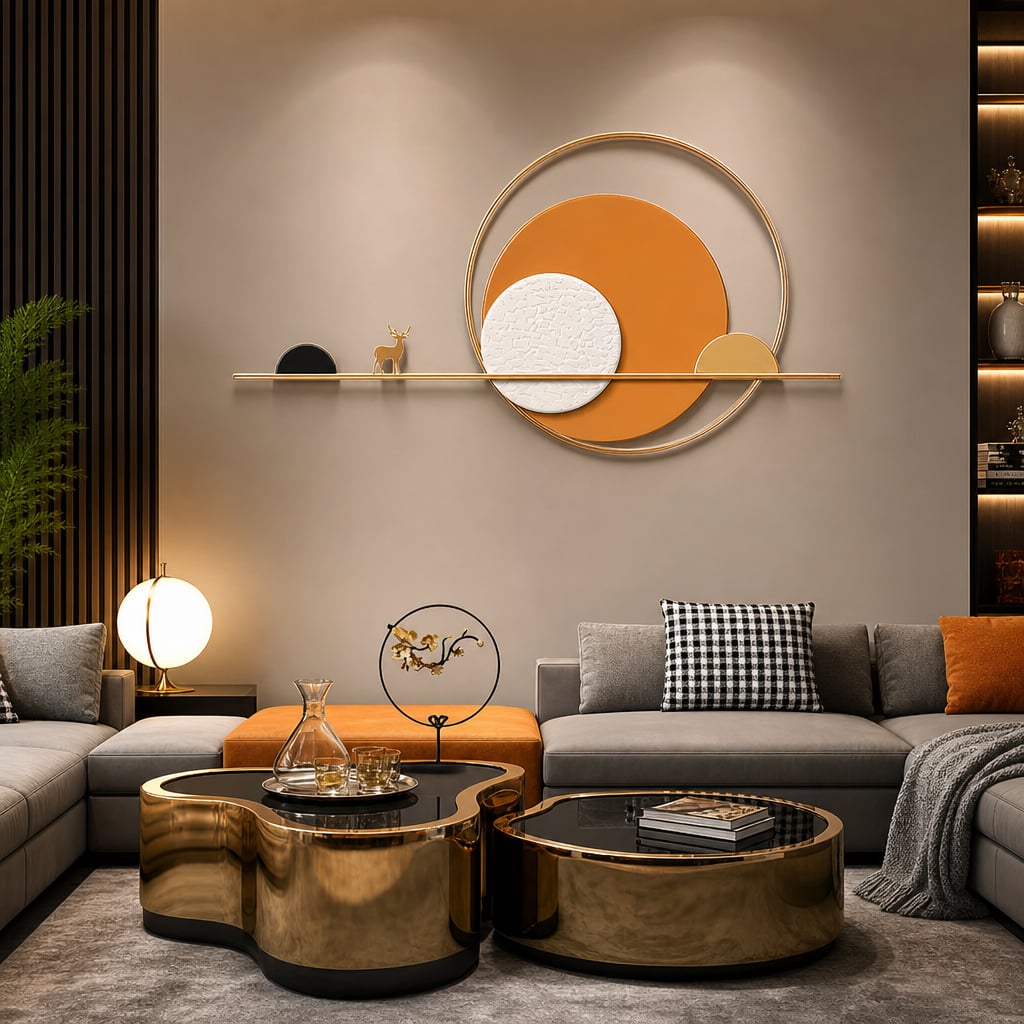 Metall Wanddekoration LuxCanva® Sonnenuntergang Horizont A2274, aus Metall, Horizontal, Orange, Weiß, Gold, Großformat 150 x 80 cm