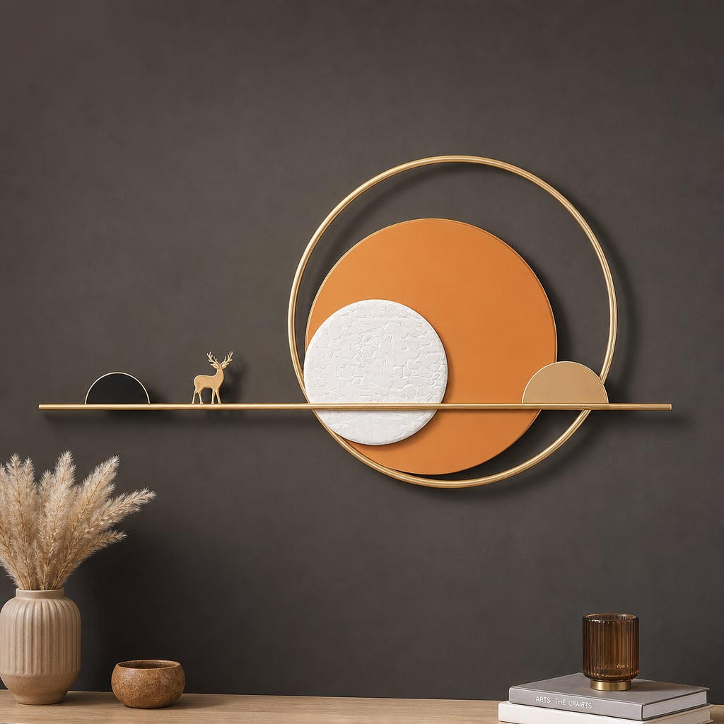 Metall Wanddekoration LuxCanva® Sonnenuntergang Horizont A2274, aus Metall, Horizontal, Orange, Weiß, Gold, Großformat 150 x 80 cm