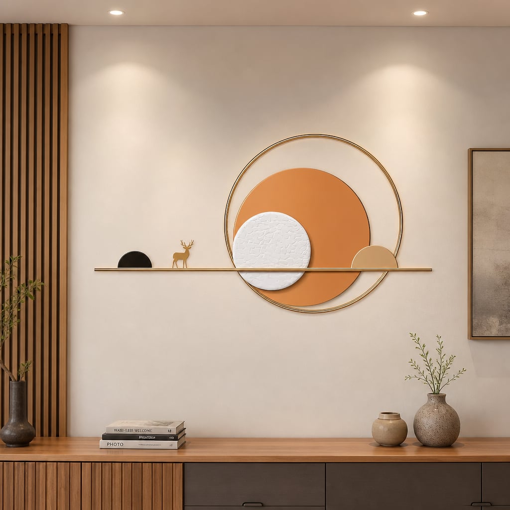 Metall Wanddekoration LuxCanva® Sonnenuntergang Horizont A2274, aus Metall, Horizontal, Orange, Weiß, Gold, Großformat 150 x 80 cm