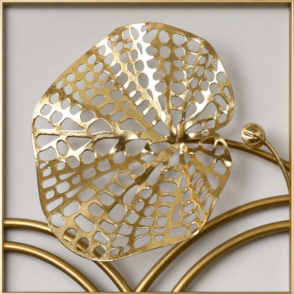 Decoratiune Metalica de Perete LuxCanva® Ocean Harmony A2136L, din Metal, Orizontala, Auriu, Turcoaz, Gri, Dimensiune Mare 157 x 57 cm