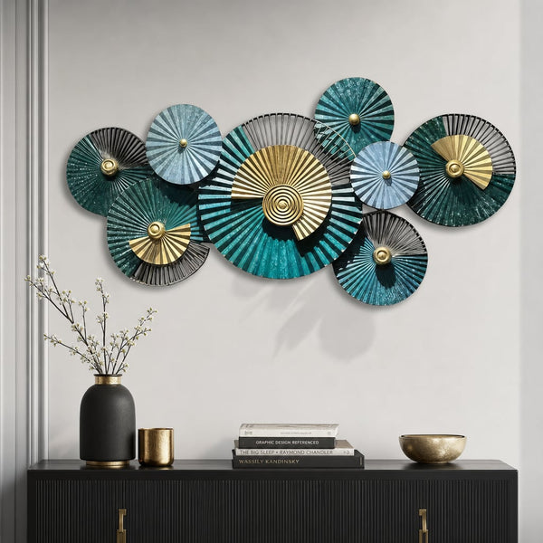 Metall Wanddekoration LuxCanva® EmeraldVanity A2018, aus Metall, Horizontal, Grün, Gold, Großformat 134 x 67 cm