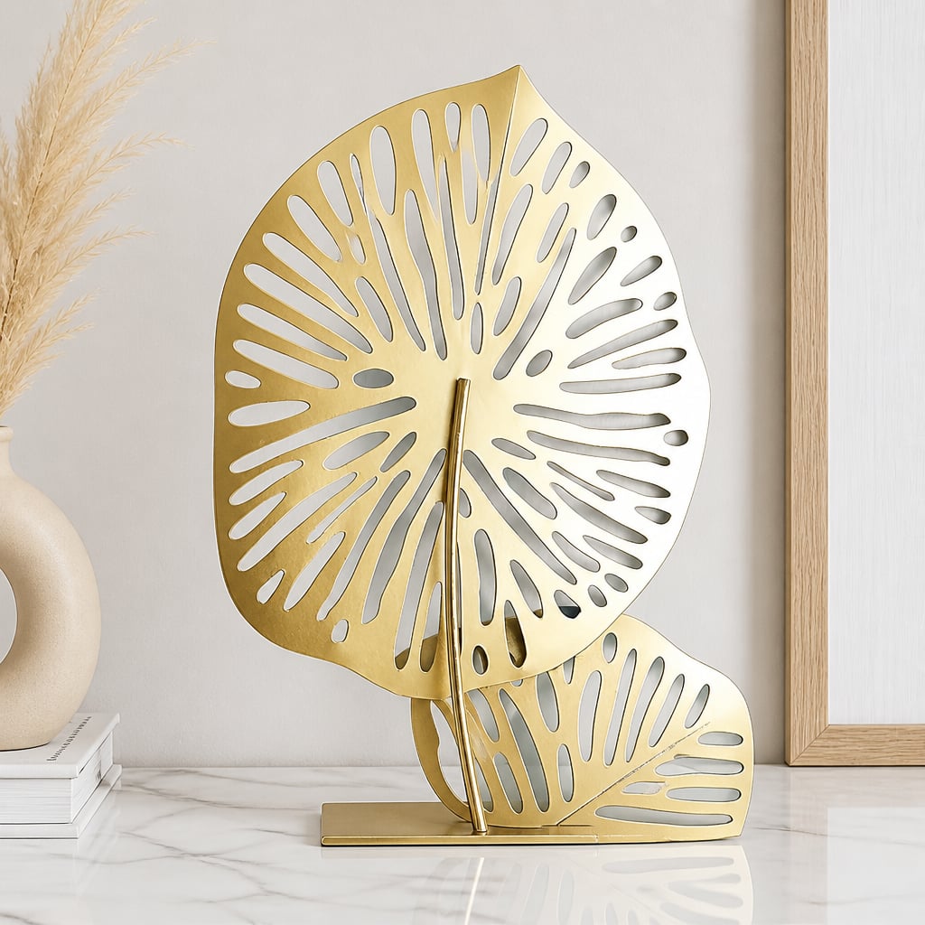 Decoratiune Metalica de Perete LuxCanva® BloomFrame A2920, din Metal, Verticala, Albastru, Auriu, Argintiu, 22 × 60 x 2 cm