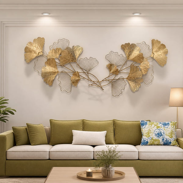 Metall Wanddekoration LuxCanva® Twin Glow A2024, Metall, Horizontal, Gold, Großformat 200 x 80 cm