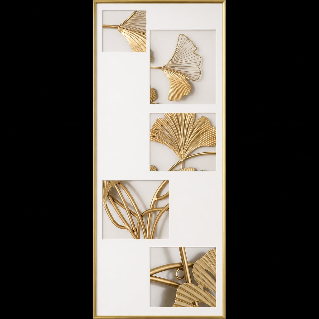 Decoratiune Metalica de Perete LuxCanva® Twin Glow A2024, din Metal, Orizontal, Gold, Dimensiune Mare 200 x 80 cm