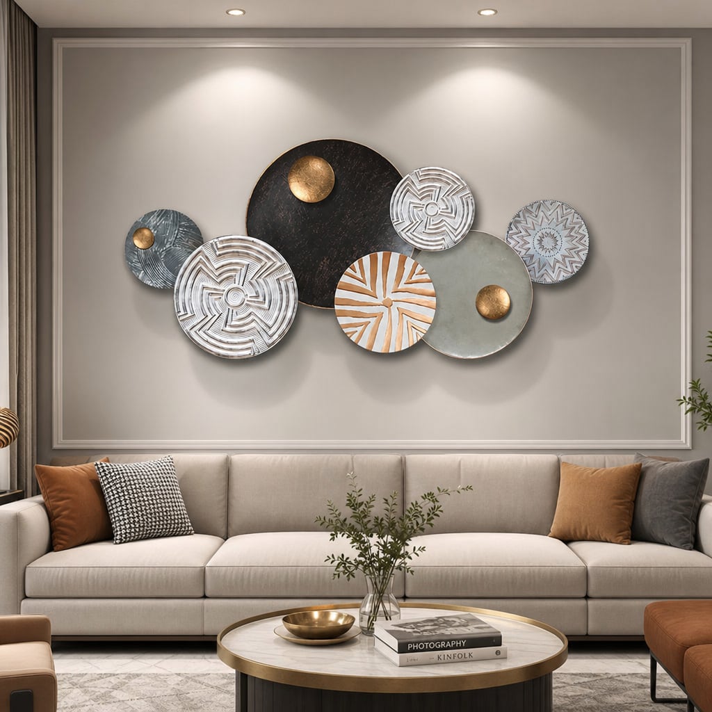 Decoratiune Metalica de Perete LuxCanva® Forged Spirit A2453, din Metal, Negru, Gold, Alb, Gri, Auriu, Dimensiune Mare 135 x 64 cm